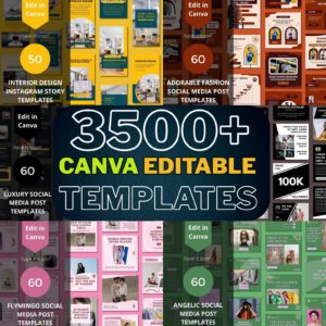 3500+ Social Media Templates Mega Bundle | Ultimate Canva Design Kit for Instagram, Facebook & Pinterest | Lifetime Content Marketing Asset