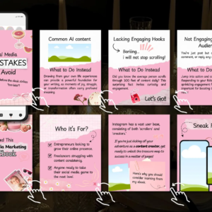 100 Pink Instagram Carousel Templates | Aesthetic Canva PLR MRR | Viral Content for Coaches & Influencers | DFY Social Media